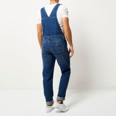 Mid blue wash dungarees